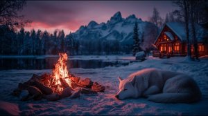 Для Сна! Приятные звуки зимы у ночного костра.