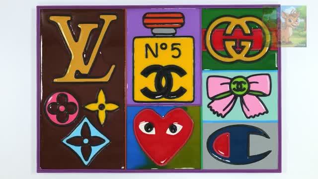 Раскрашивание логотипа модного бренда желе, раскраска в стиле поп-арт-Chanel смотреть онлайн