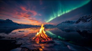 Полярный Костёр. Зимняя Атмосфера. Релакс звуки огня.