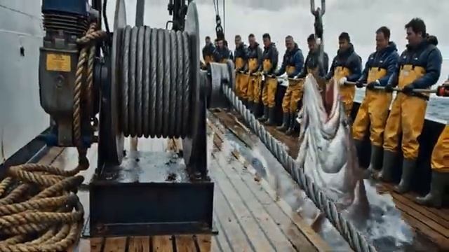 Глубоководный левиафан. Редкая гигантская рыба-весло, выловленная в морских глубинах смотреть онлайн