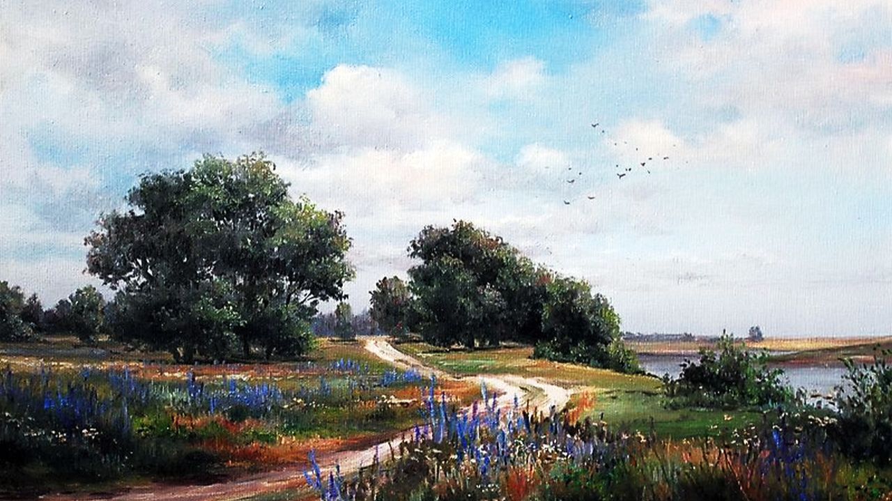 Деревенское пейзажи в картинах Ольги Одальчук смотреть онлайн