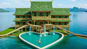 90 дней строительства дома из бамбука на одиноком острове.