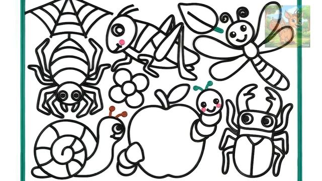 Насекомые и жучки, раскрашенные в желе для детей младшего возраста смотреть онлайн