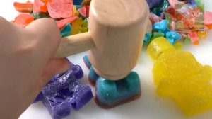 Радужное желе с янтарной росписью и раскраской-Вырезание ASMR-хвоста русалки, Lego