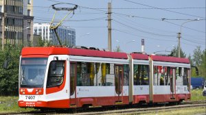 Трамваи Петербурга на 55 маршруте Придорожная аллея-Улица Шаврова