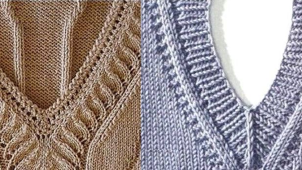 V-горловина спицами без растяжек 🔥 Схемы + планка! смотреть онлайн