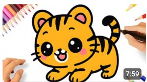 КАК ЛЕГКО НАРИСОВАТЬ МИЛОГО ТИГРА В СТИЛЕ КАВАЙИ 🐯💛