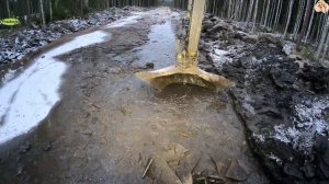 Строительство, дренажные работы на лесной дороге, продолжение