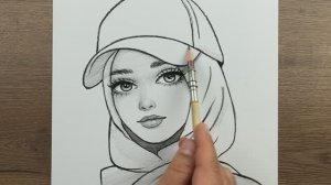 Как нарисовать красивую девушку карандашом в красивой кепке