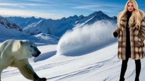 Женщина покорила снежную гору, встретив лесных зверей!