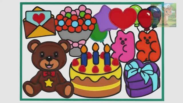 Подарки на день рождения, раскрашивание сладкого торта из желе и роспись смотреть онлайн