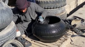 Пакистанские поделки из старых покрышек