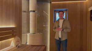 Уникальная парная с можжевеловым панно и печью Ферингер