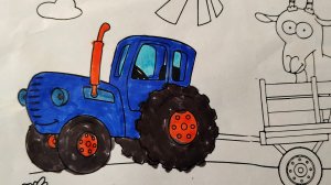 Раскраска Синий Трактор для детей