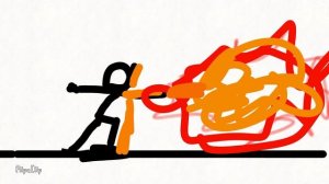 Stickman блюёт из руки огонь