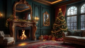 Уютный камин в рождественский вечер ❄️✨ Потрескивание дров и магия праздника