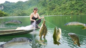 Использую лодку, чтобы расставить сети ловушки на большом озере. Ловлю много рыбы и продаю. Нхат