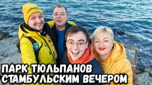 Великолепный парк тюльпанов, прекрасным вечером в Стамбуле