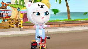 Полярный медведь Анджела на велосипеде "Первопроходец" Talking Tom Gold Run Мультфильмы для малышей