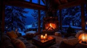 Уютная зимняя атмосфера — ветер, снег и тёплый камин для полного расслабления