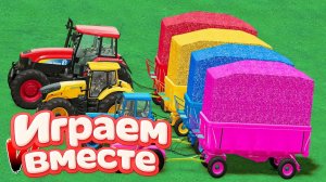 МУЛЬТИКИ ДЛЯ ДЕТЕЙ ПРО РАЗНОЦВЕТНЫЕ МАШИНКИ И ТРАКТОРЫ НА ФЕРМА 🏡 ГОНКИ МАШИНОК НА ФЕРМЕ