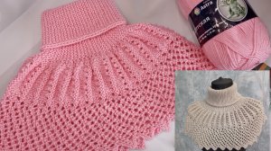 Ажурная манишка спицами🧶 Можно связать на любой размер 🧶