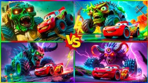 Scary Monster Trucks vs Lightning McQueen 🚗🔥 | Epic Cars Monster Battle | Kids Animation