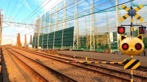 Поезда железная дорога, железнодорожный переезд, линия Йокогама