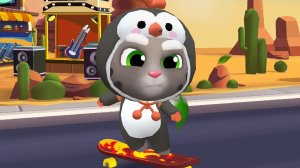 Мультики для детей - Умный пингвин Том  на пламенном скейте Talking Tom Gold Run