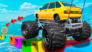 Как далеко сможет чит тачка проехать по дырявым блокам в ГТА 5! Эксперимент GTA 5 Online