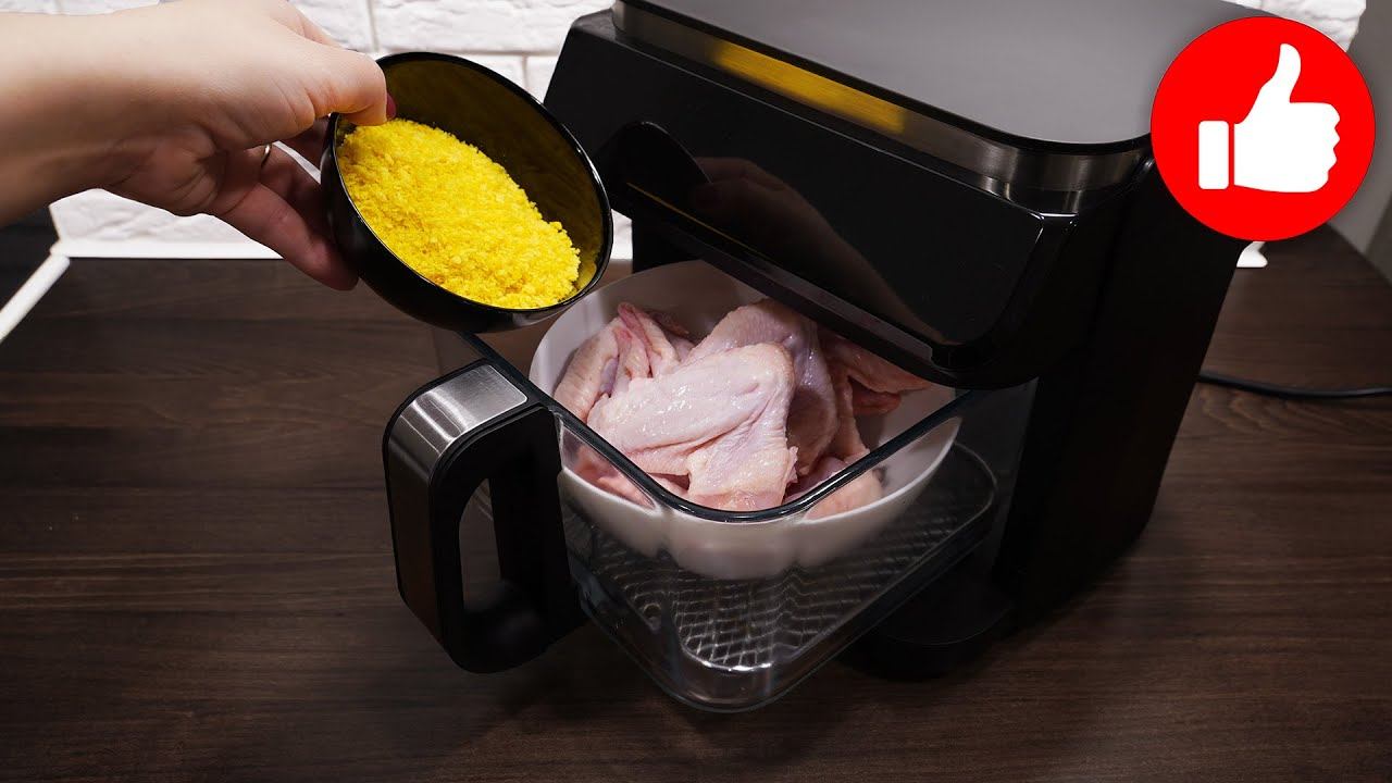 Быстрые и ленивые куриные крылышки в панировке в аэрогриле! Рецепт за 15 мин на ужин. смотреть онлайн