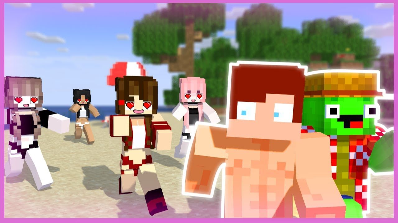 Джей Джей На пляже с Девушками! - Анимация для Майнкрафта смотреть онлайн