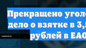 Прекращено уголовное дело о взятке в 3,5 млн рублей в ЕАО