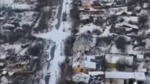 Вид с дрона на развалины Купянска.