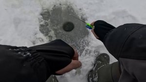 РЫБАЛКА НА ОКУНЯ В ЯНВАРЕ . ПОБЕГАЛ ПО ОЗЕРУ И НАШЕЛ !