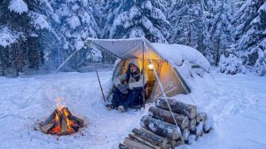 Я выживаю в снежный шторм в -15 суровый зимний кемпинг.