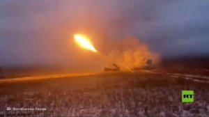 مشاهد لقصف روسي عنيف بصواريخ "أوراغان" لتحصينات أوكرانية