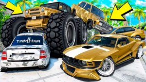 Угнал кучу золотых чит тачек у мажора в GTA 5! Битва воров в ГТА 5 Онлайн!