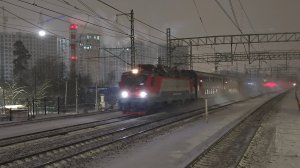снежная ночь | ЭП20-048 с поездом №18 "Карелия" Москва–Петрозаводск
