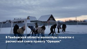 В Тамбовской области волонтёры помогли с расчисткой снега приюту "Орешек"