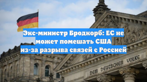 Экс-министр Бродкорб: ЕС не может помешать США из-за разрыва связей с Россией