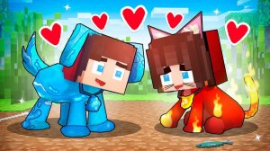 Джей Джей Водяной ПЕС и девушка Джей Джей Огненная КОШКА - История любви - Анимация для Майнкрафта