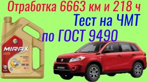 Отработка 6663 км и 218 ч  MIRAX MX 9 SP GF6 A 5W30 Тест на ЧМТ по ГОСТ9490