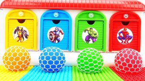 Мультики для детей. Яркие мячики у гаражей супергероев. Мультики для малышей смотреть онлайн.