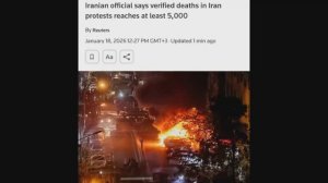 Иранский чиновник в протестах погибло как минимум 5000 человек, включая около 500 силовиков 18.01.26