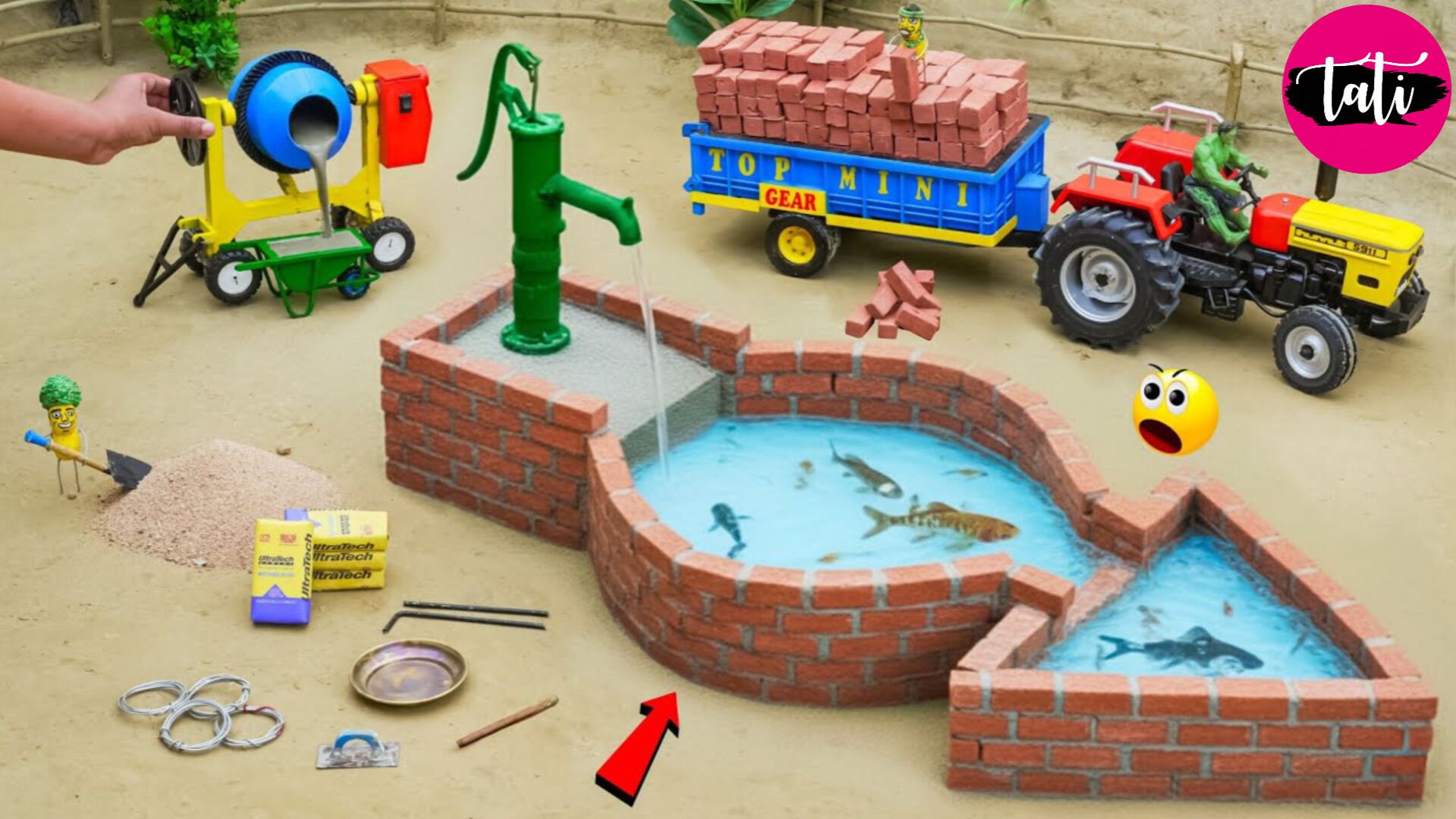 Мультфильм для детей. Трактор строит ручной насос | Проект кирпичного строительства смотреть онлайн