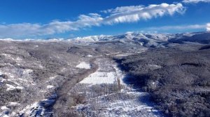 Крым в снегу! Новый 2026 год, с.Зелёное, вид с дрона 4к