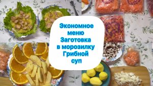 Живём на минималку . Экономное меню за 2 дня , заготовка в морозилку . Грибной суп