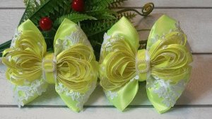 МК. Нежные и ажурные бантики из узкой ленты.