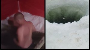 Сибиряки купаются в - 48 гр. Набрали воды из ПРОРУБИ.